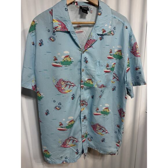 Studio Ghibli PONYO Licensed Button Up Shirt Lyocell Sky Blue Womens Large - Picture 9 of 12